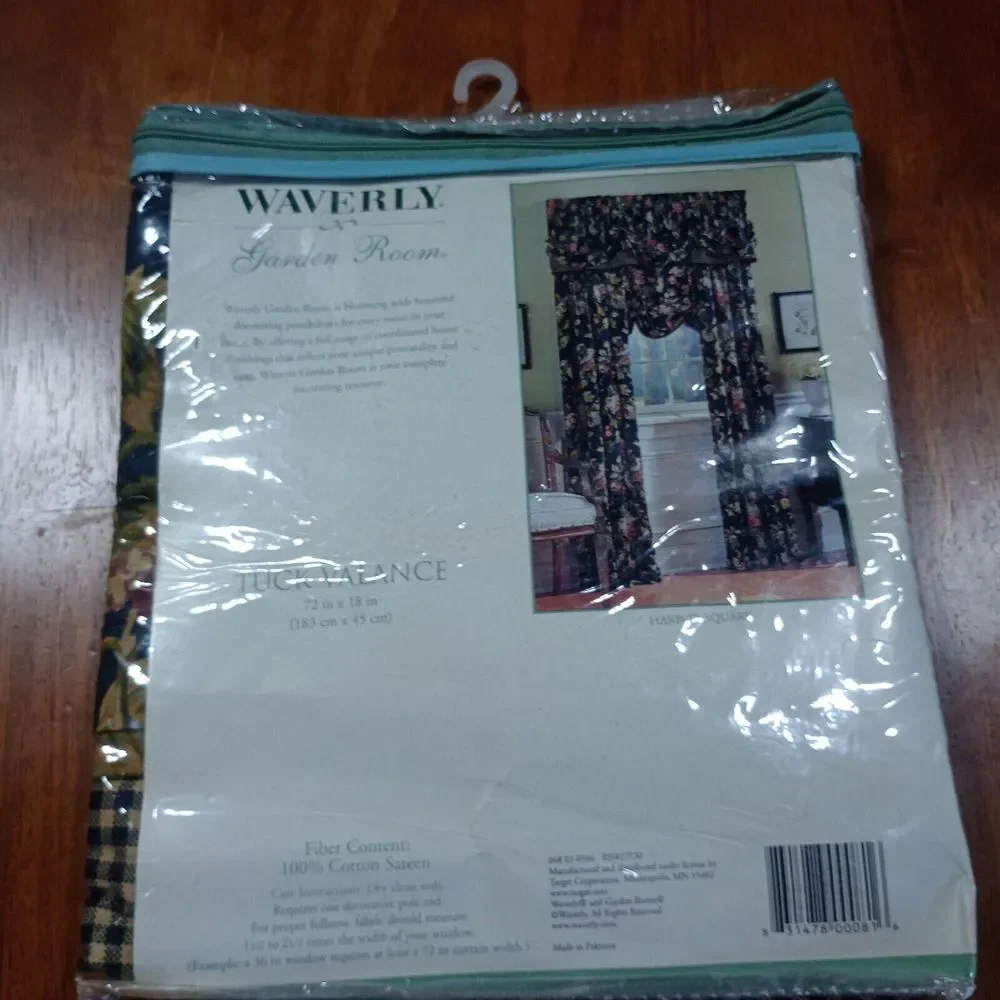 Waverly Garden Room Harbor Square Fabric Tuck Valance 72 x 18 100% Cotton Sateen